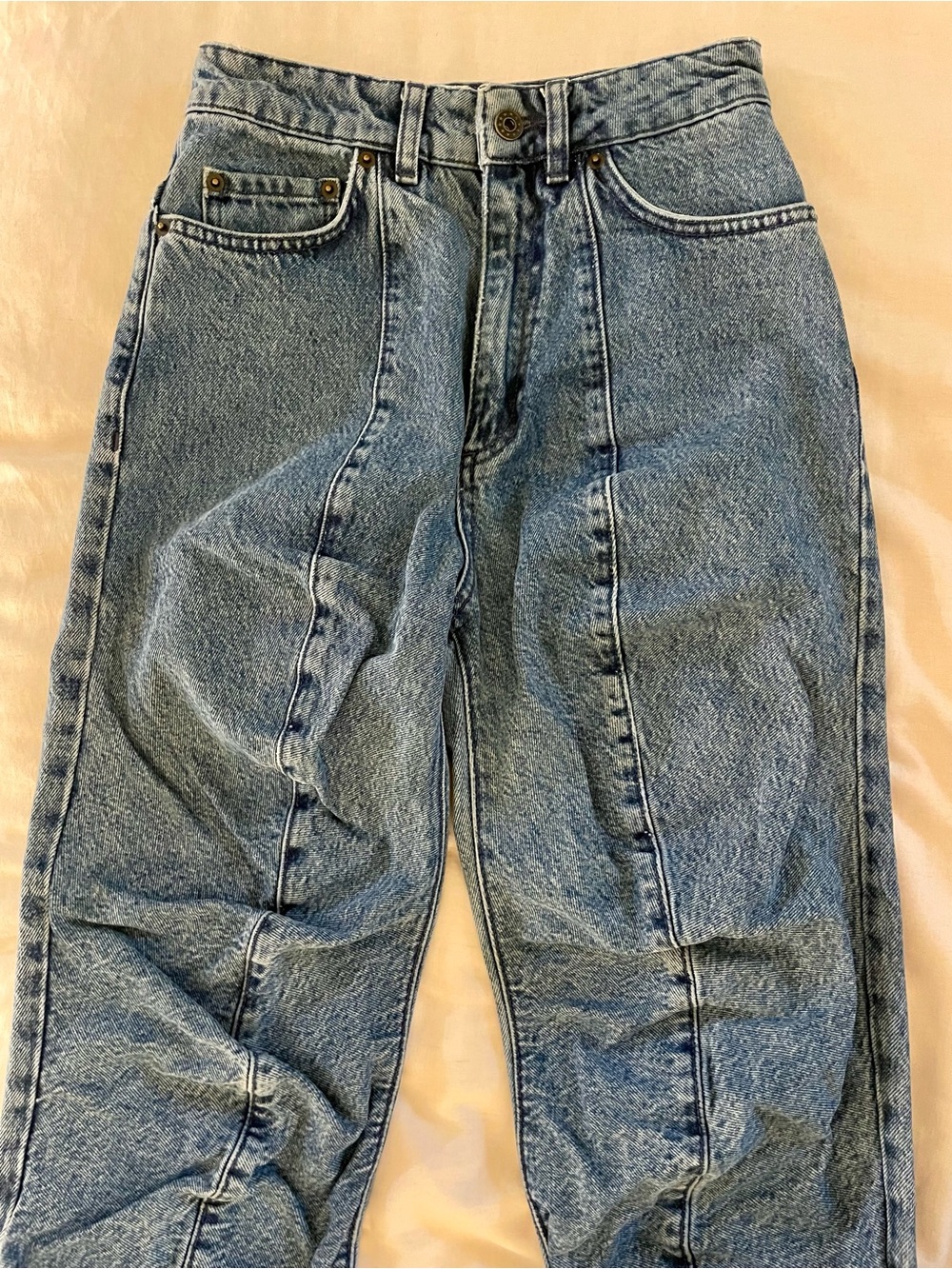 Y/Project High Rise Front Seam Ruched Jeans
